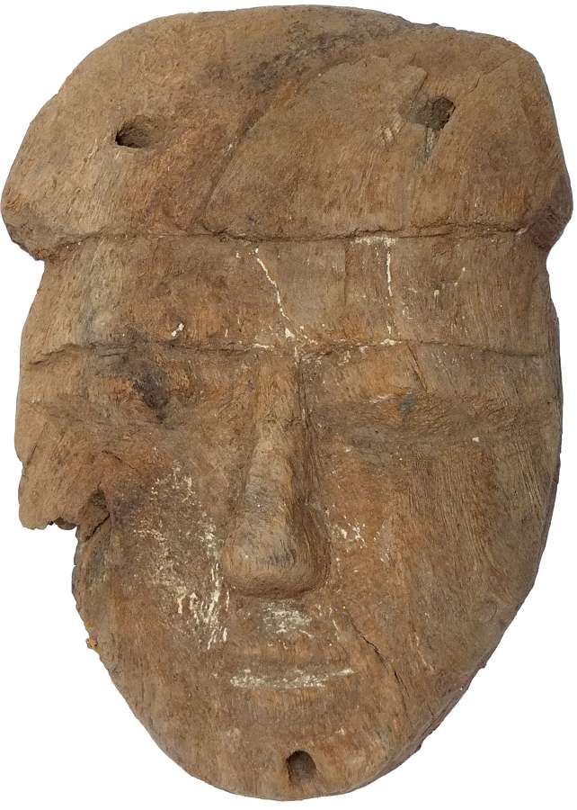 A good-sized Egyptian wooden mummy mask, c. 664-30 B.C.