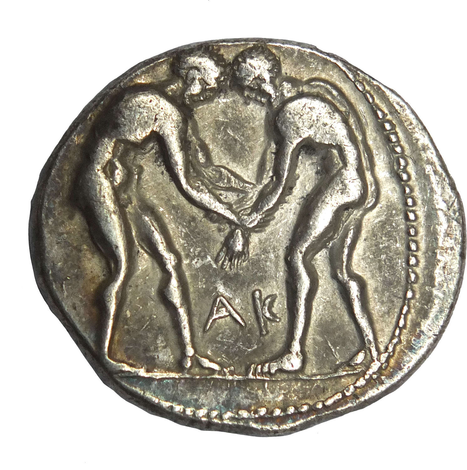 A Pamphylia 'Two Wrestlers' silver stater, c. 380-250 B.C.