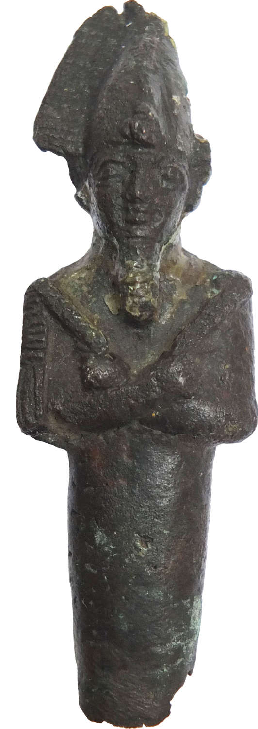 A small Egyptian bronze figure of Osiris, Late Period, c. 664-332 B.C.