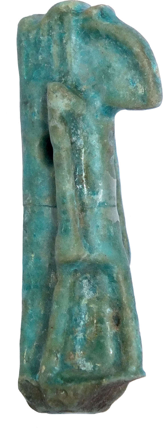 An Egyptian bright blue faience amulet of Thoth, 1st Millennium B.C.