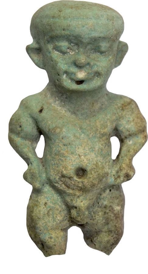 An Egyptian faience amulet of Ptaichos, Late Period, c. 730-332 B.C.