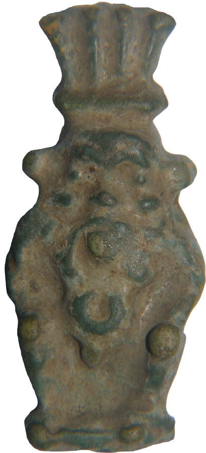 An attractive Egyptian faience amulet of Bes