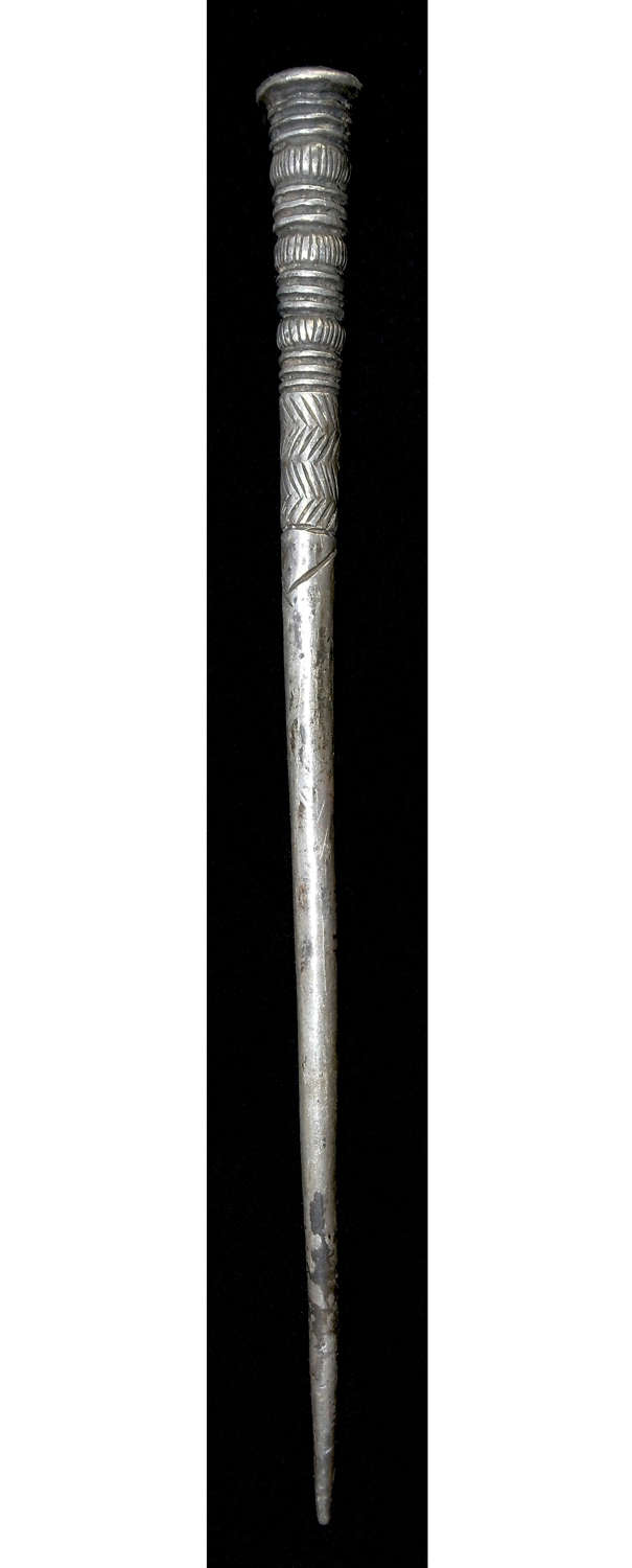 A good-sized Luristan silver dress pin, early 1st Millennium B.C.