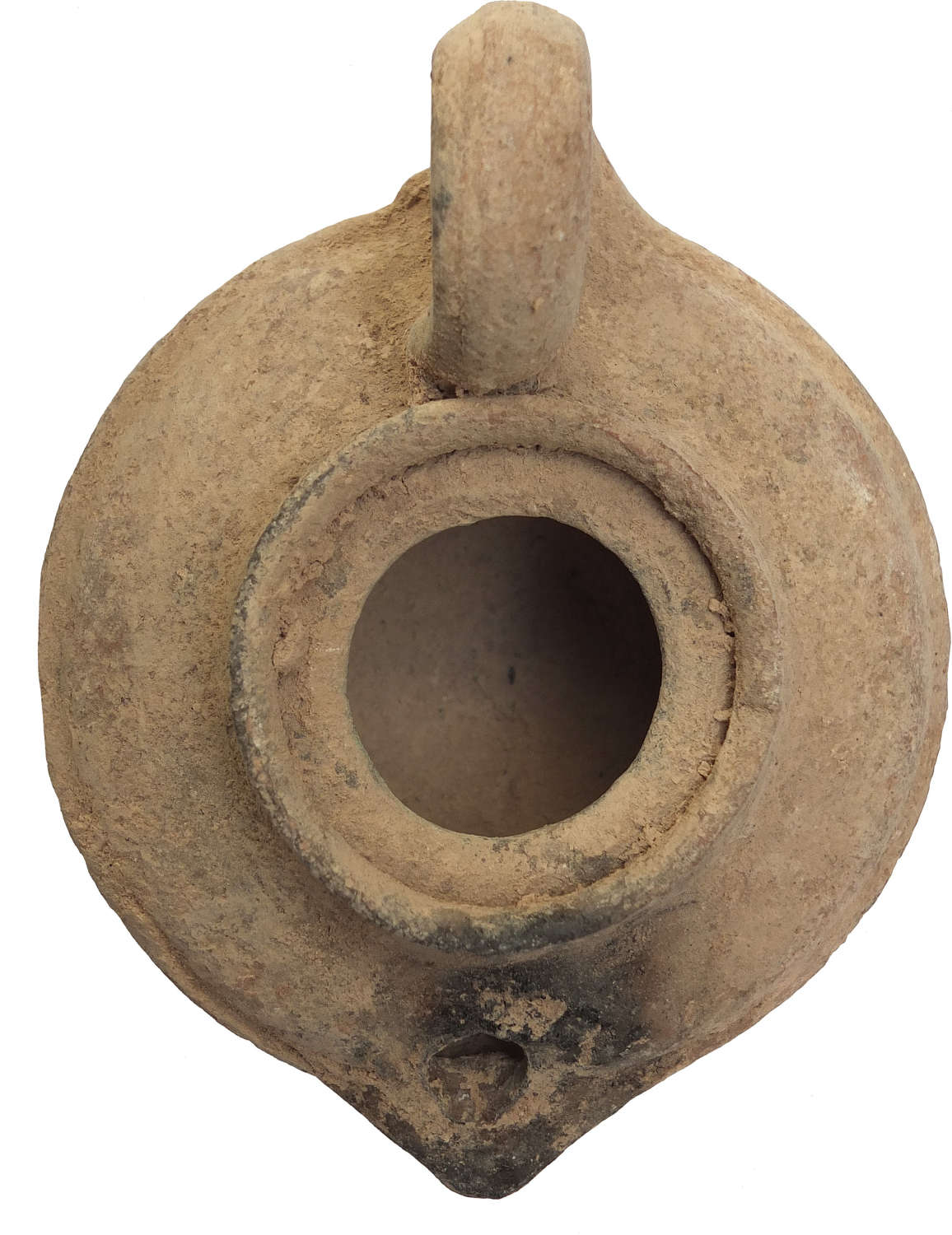 An Islamic fawn pottery oil lamp, c. 800-1100 A.D.