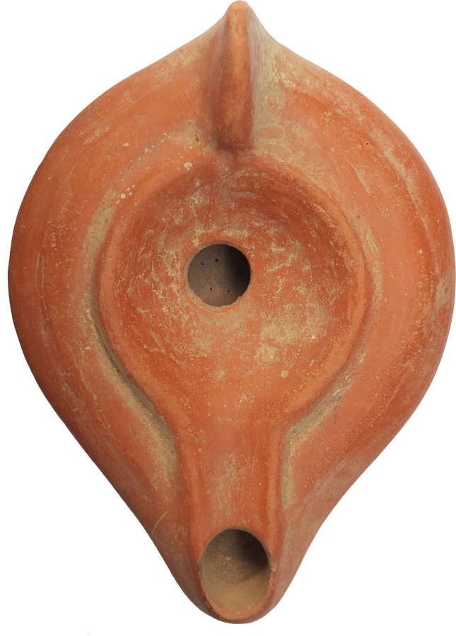 A Roman North African red ware oil lamp, c. 4th – 8th Century A.D.