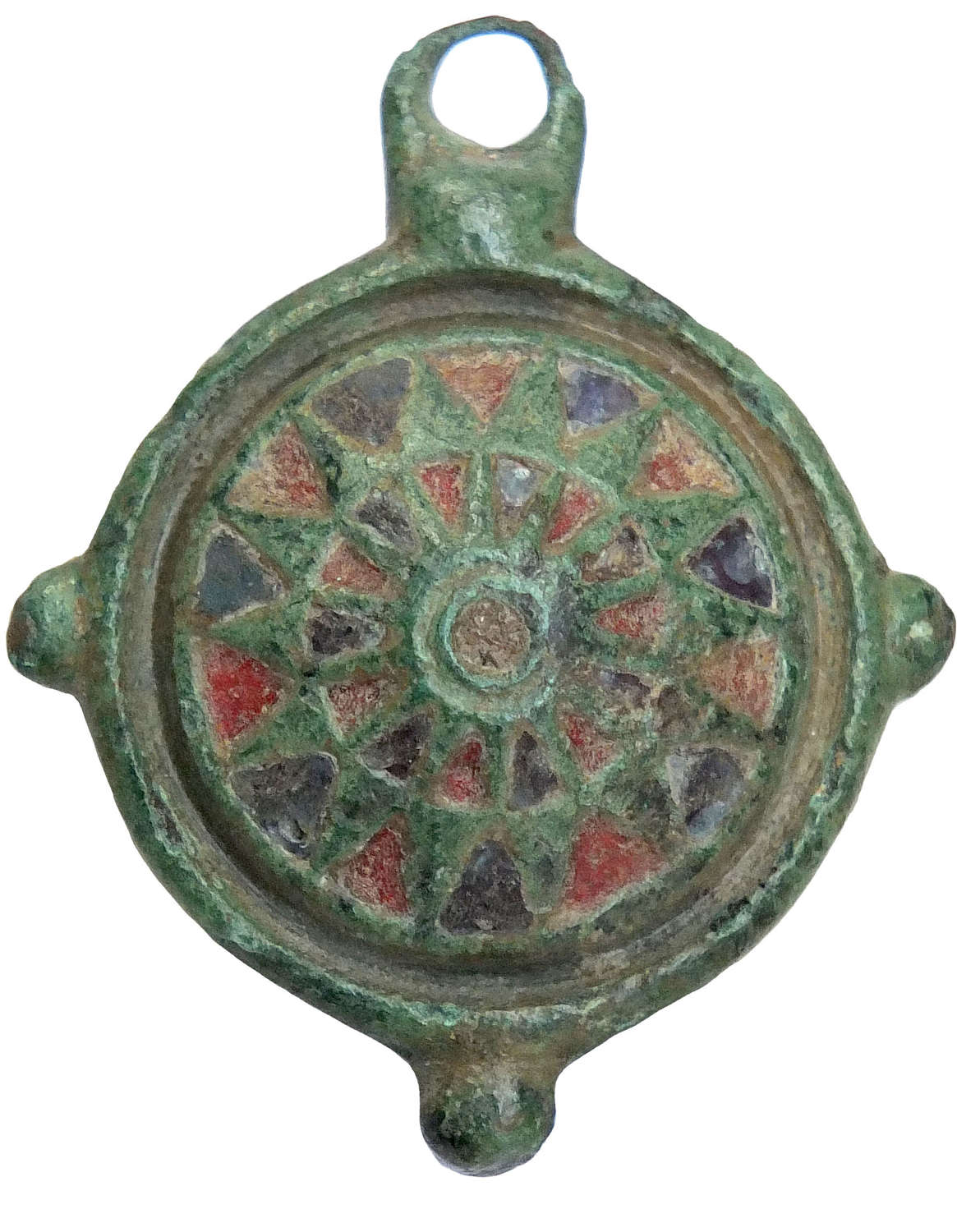 A Roman bronze umbonate disc brooch, c. 2nd Century A.D.