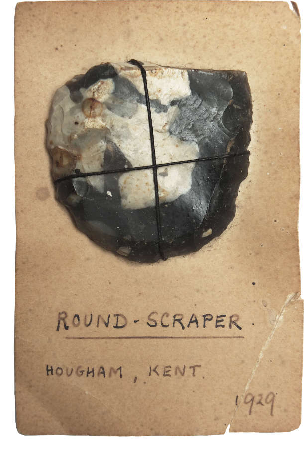 A Neolithic flint scraper found near Folkestone, Kent, in 1929