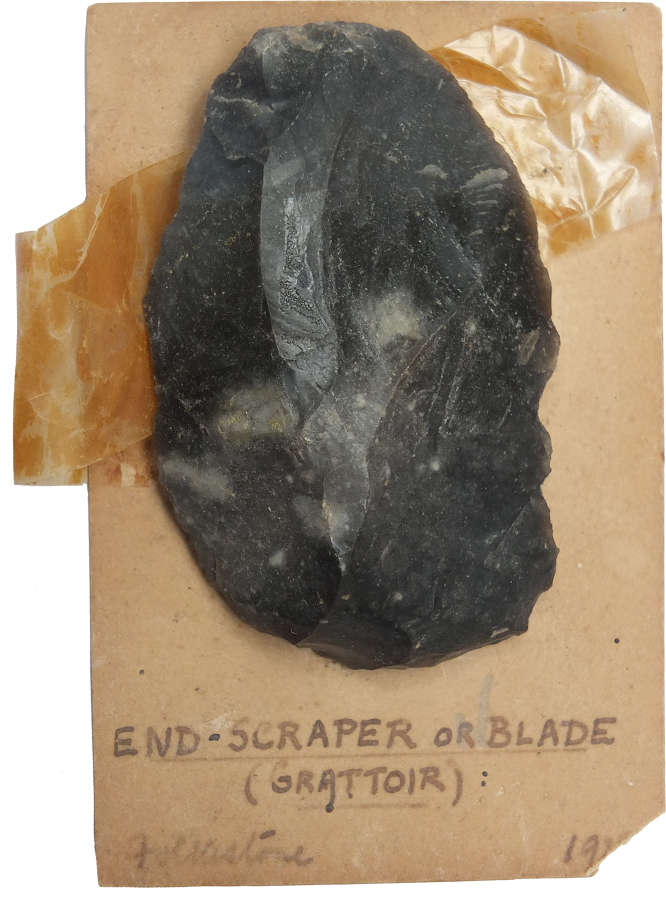 A Neolithic flint endscraper or knife found at Folkestone