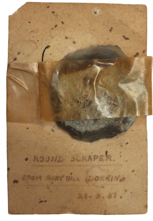 A Neolithic flint scraper found in Surrey in 1931