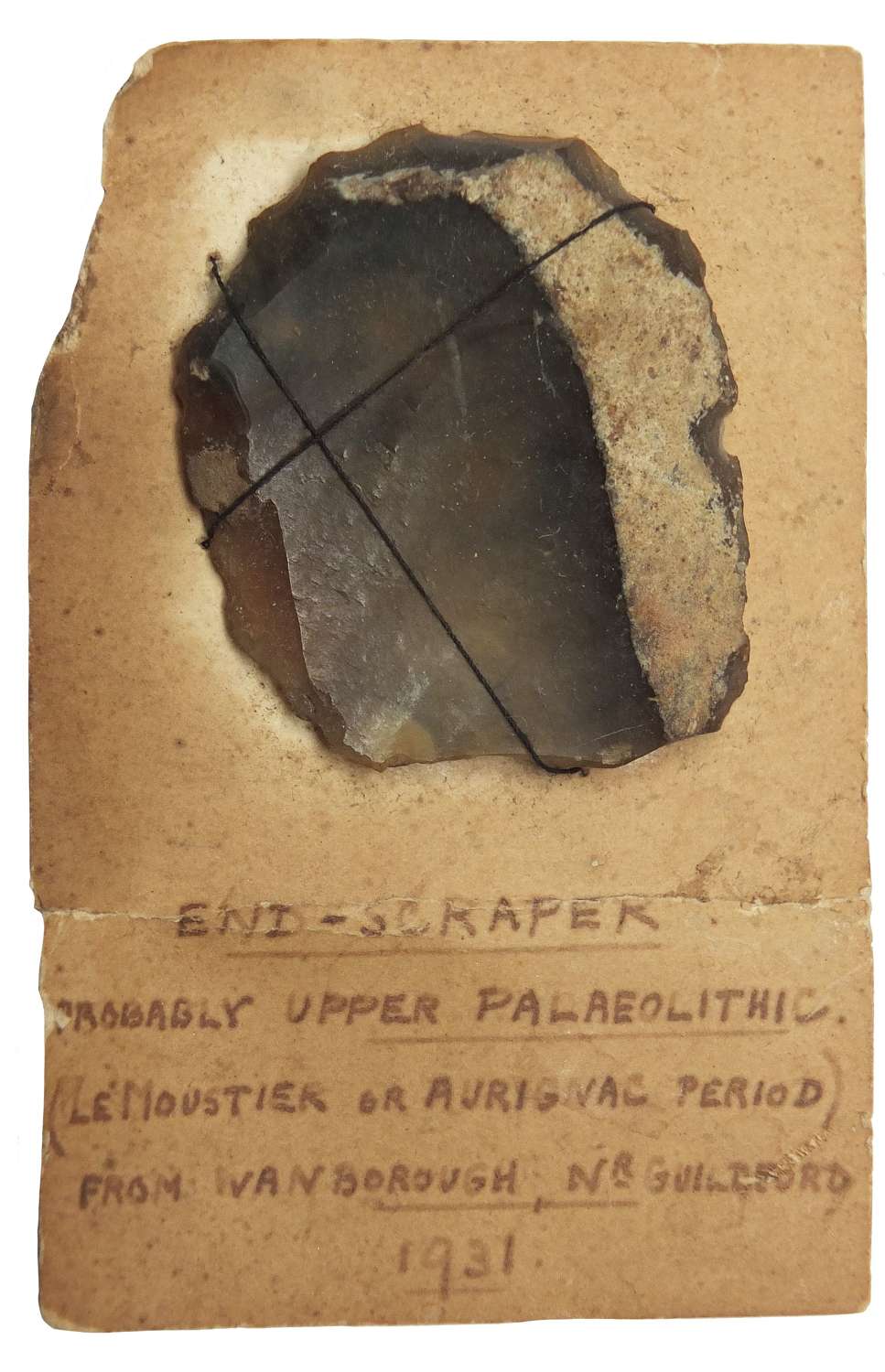A Neolithic flint endscraper found near Guildford, Surrey, in 1931