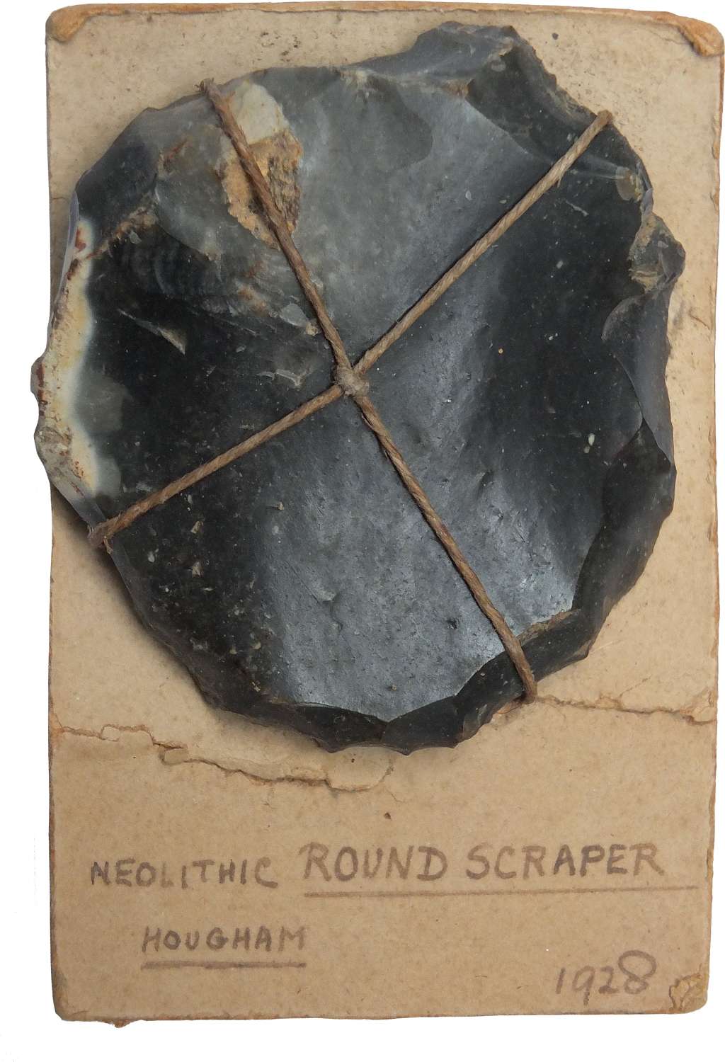 A Neolithic flint scraper found at Hougham, near Dover, Kent, in 1928