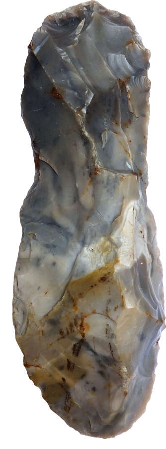 A Mesolithic grey flint tranchet axe found at Weeting, Norfolk