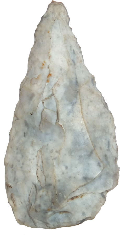 A good-sized Neolithic flint arrowhead found on the Yorkshire Wolds