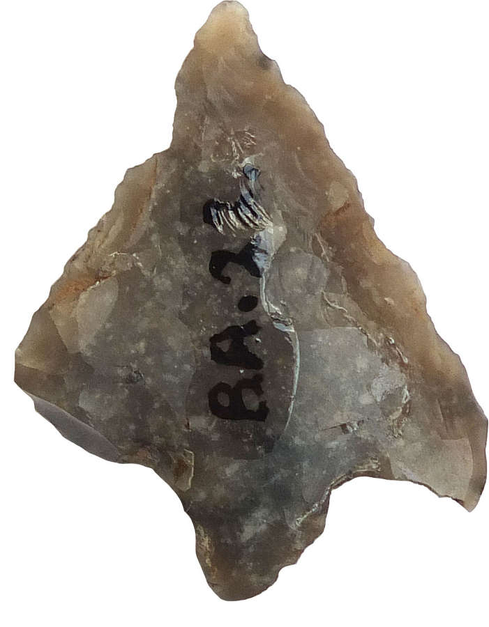 A Late Neolithic - Early Bronze Age flint barbed and tanged arrowhead