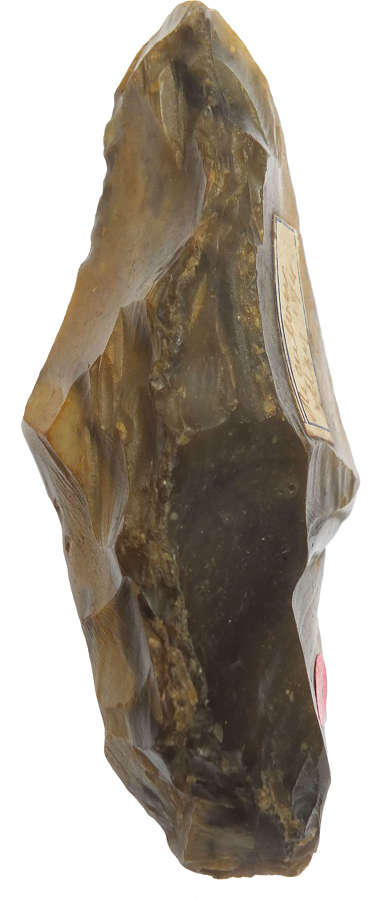 A fragment of a Lower Palaeolithic Acheulian handaxe found in 1894