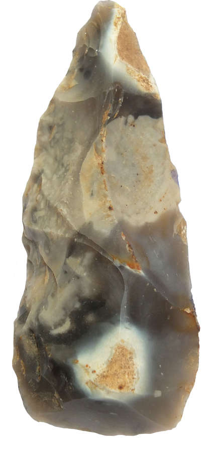 A small flint point or chisel found at Moreuil, Somme, northern France