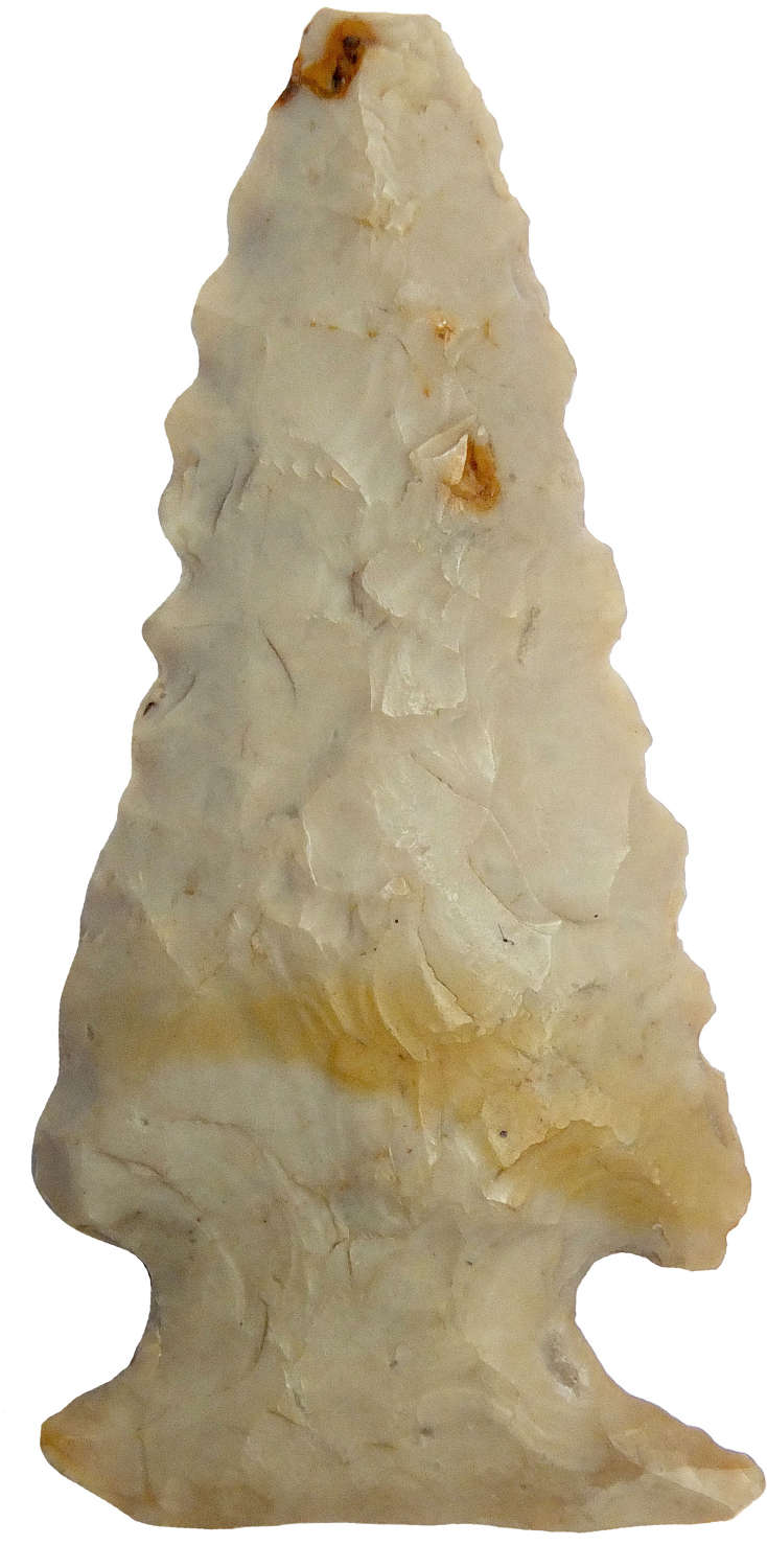 A North American Indian fawn chert serrated point