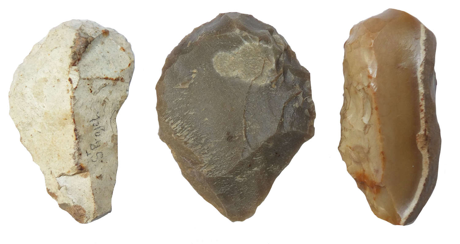 A group of three Neolithic flint scrapers from France, c. 3000 B.C.
