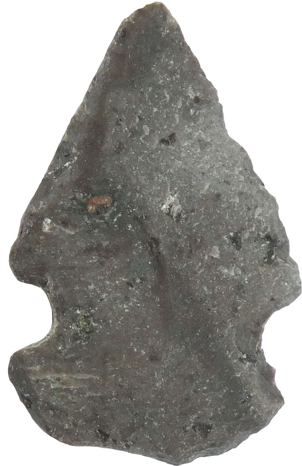 A small North American Indian grey stone arrowhead