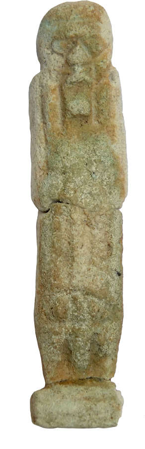 A small Egyptian stylised faience ushabti, c. 3rd Century B.C.