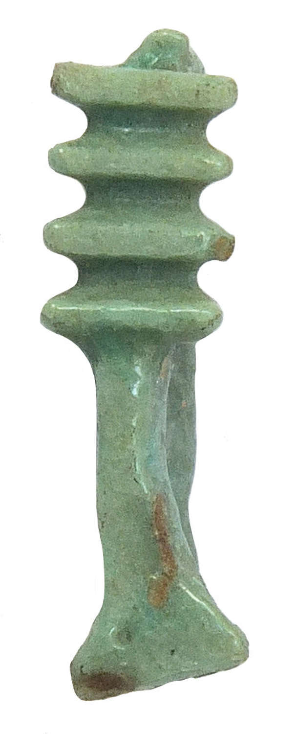 A small Egyptian faience Djed column amulet, c. 730-300 B.C.