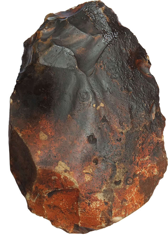 A Palaeolithic ovate flint handaxe from Thebes, Egypt