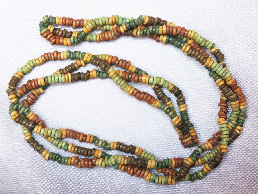 A restrung partially double-stranded necklace of Egyptian beads