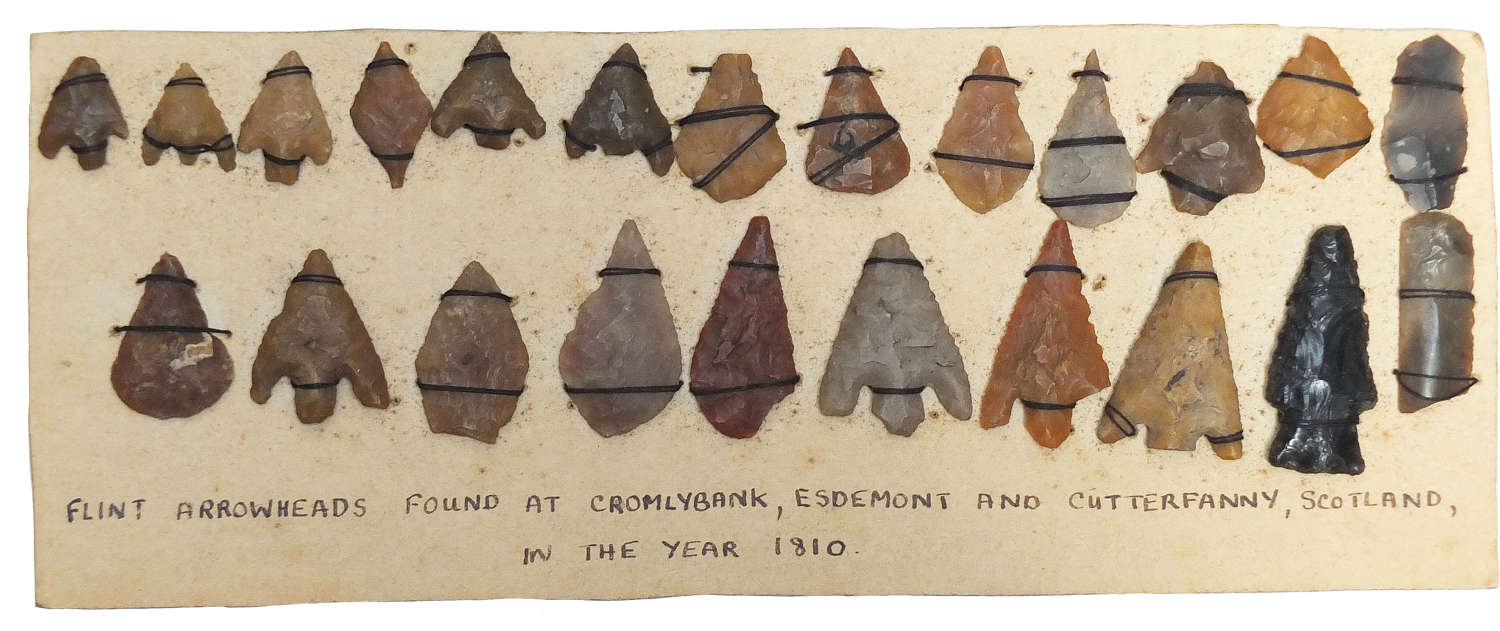 An outstanding collection of flint arrowheads reportedly found in 1810