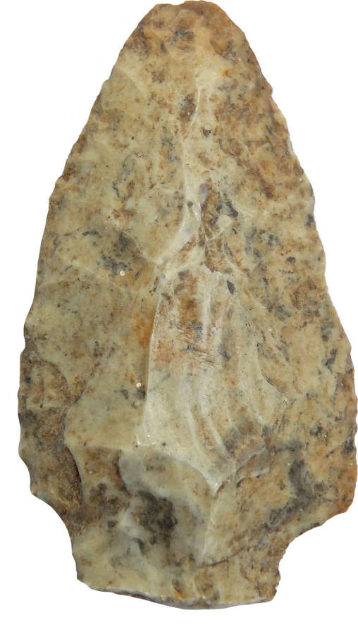 A North American Indian Archaic subtriangular grey flint point