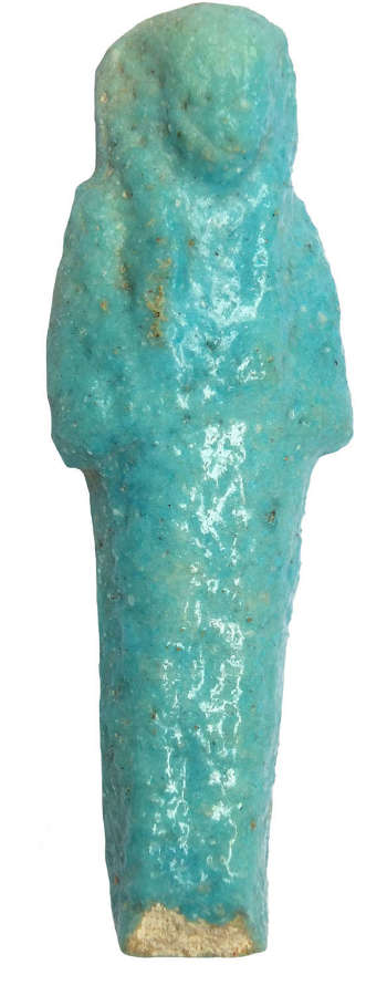 An Egyptian turquoise blue glazed faience ushabti, c. 600-300 B.C.