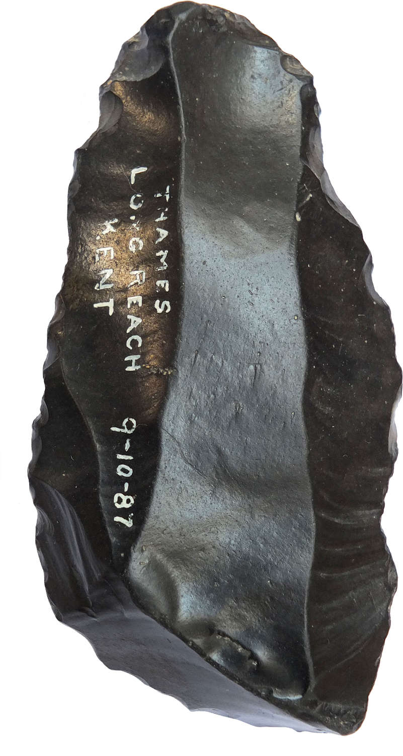 A Lower Palaeolithic flint flake tool found at Dartford, Kent