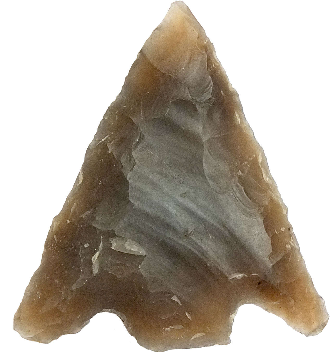 A fine North American Indian brown flint arrowhead