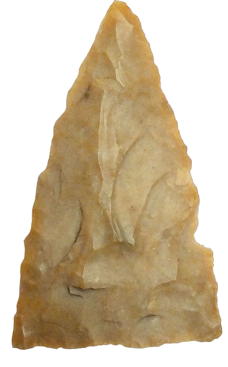 A triangular fawn flint arrowhead possibly American Indian