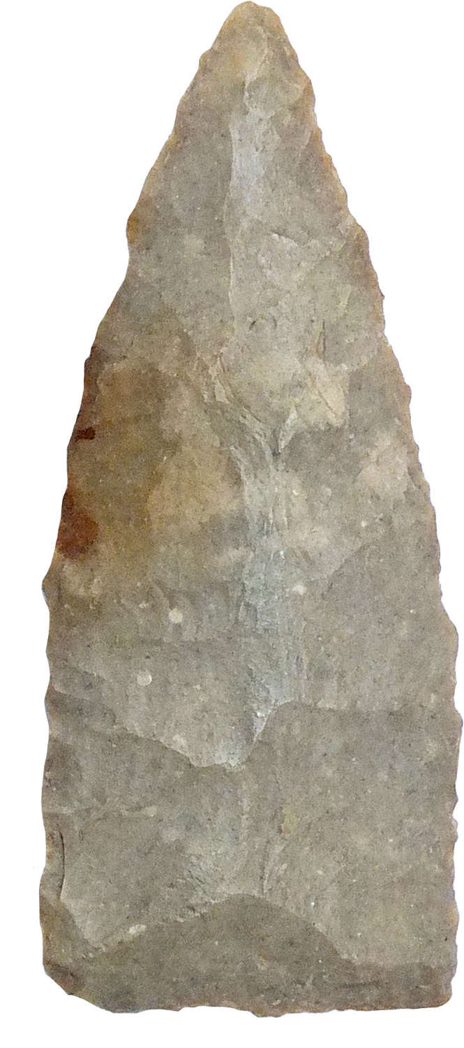 A triangular grey flint arrowhead possibly American Indian