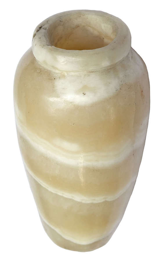 A good-sized Egyptian banded alabaster jar, c. 3rd Millennium B.C.