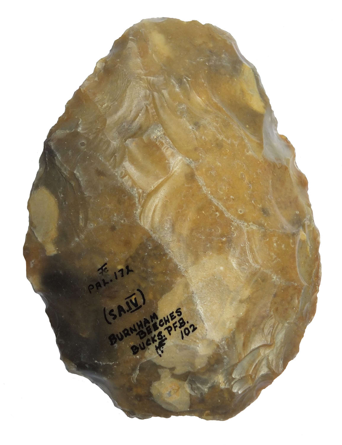 A Lower Palaeolithic twisted ovate flint handaxe from Burnham Beeches