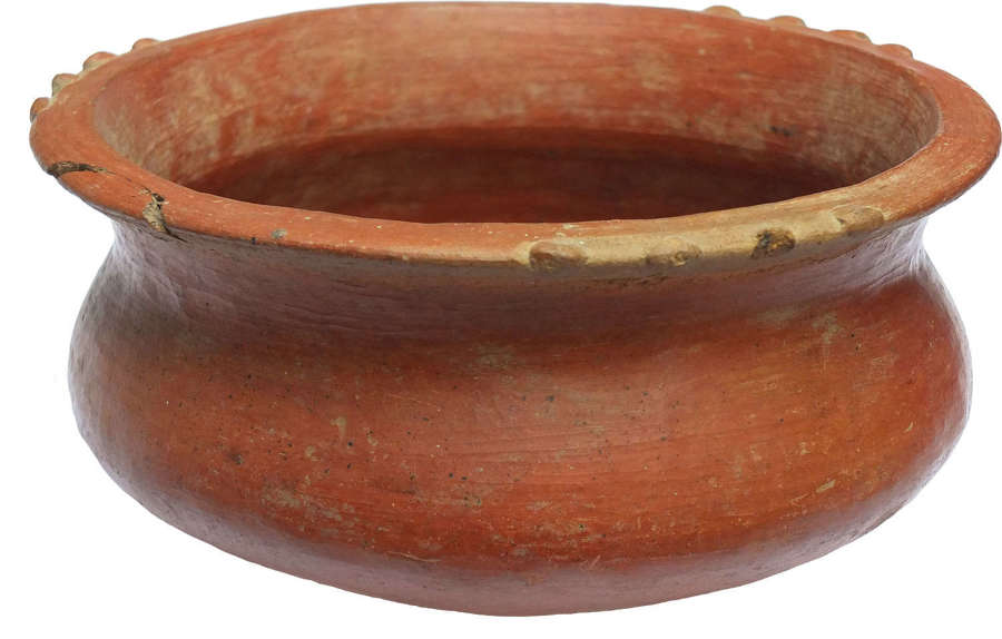 A Costa Rican orange terracotta carinated bowl, c. 800-1500 A.D.