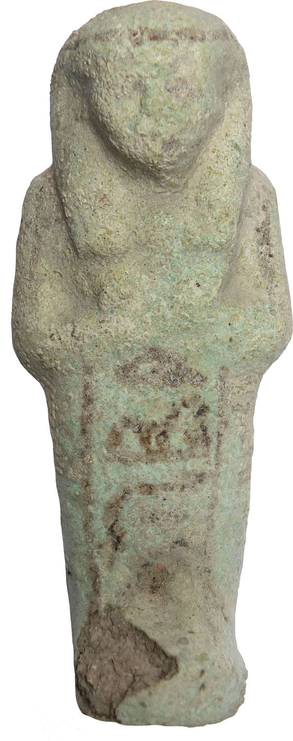 An Egyptian faience ushabti of Djed-Mut from Abydos, c. 945-715 B.C.