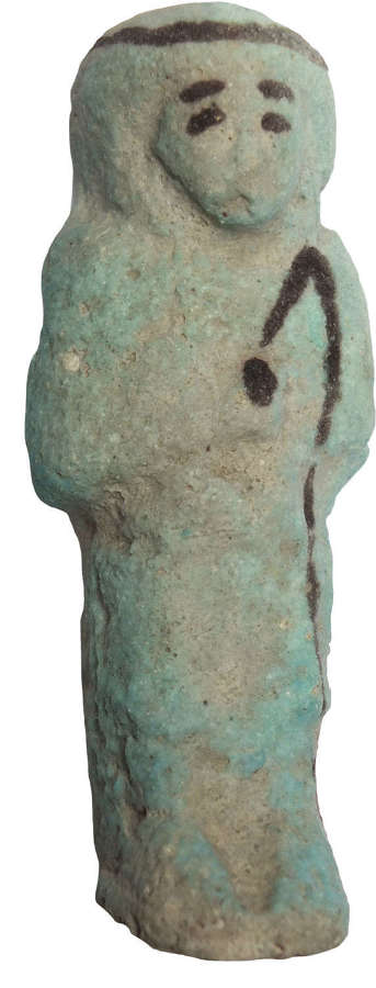 An Egyptian faience overseer ushabti, 22nd Dynasty, 945-715 B.C.