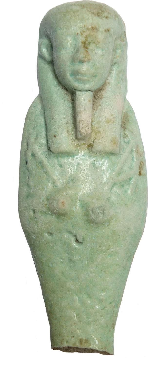An Egyptian pale blue glazed faience ushabti, 600-30 B.C.