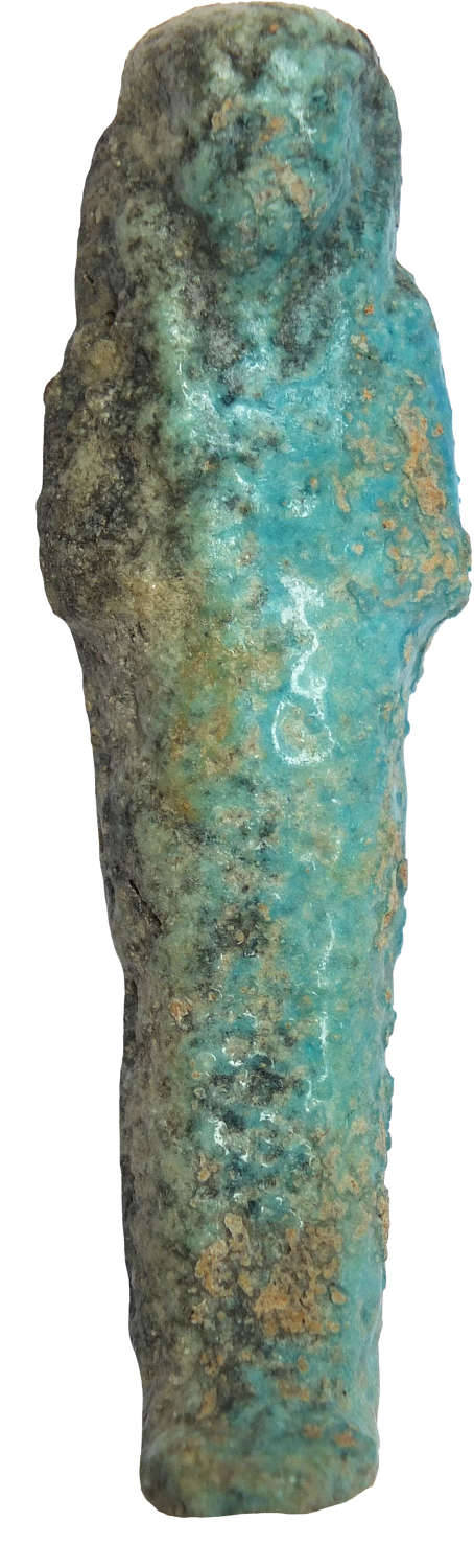 An Egyptian glazed bichrome faience ushabti, c. 1069-747 B.C.
