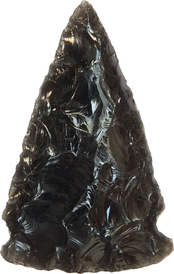 A Mexican triangular obsidian point, ex Fawcett Collection