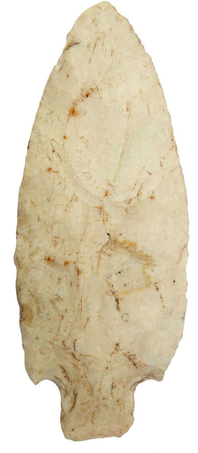 A North American Indian yellowish-white chert point or knife