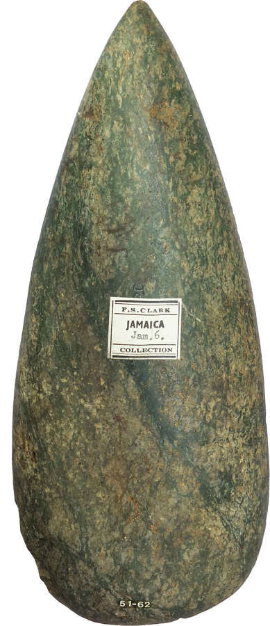 A Taino speckled greenstone polished petaloid axehead