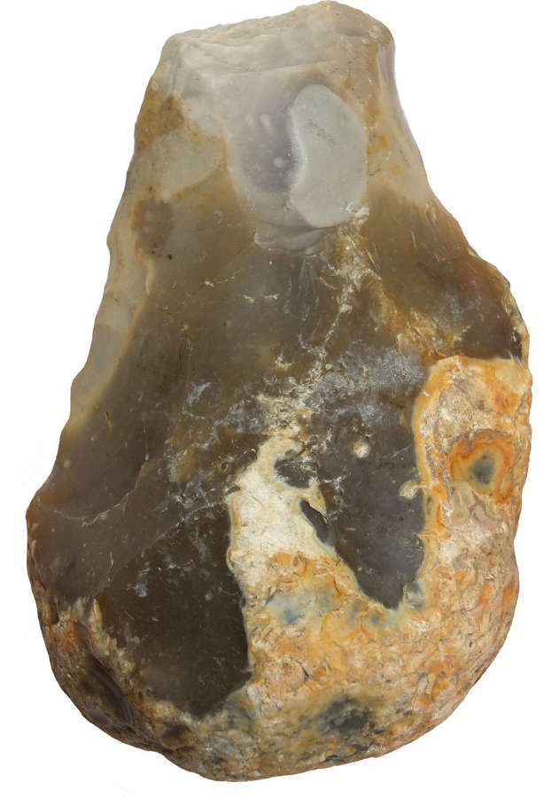 A damaged Lower Palaeolithic heavy-butted flint handaxe