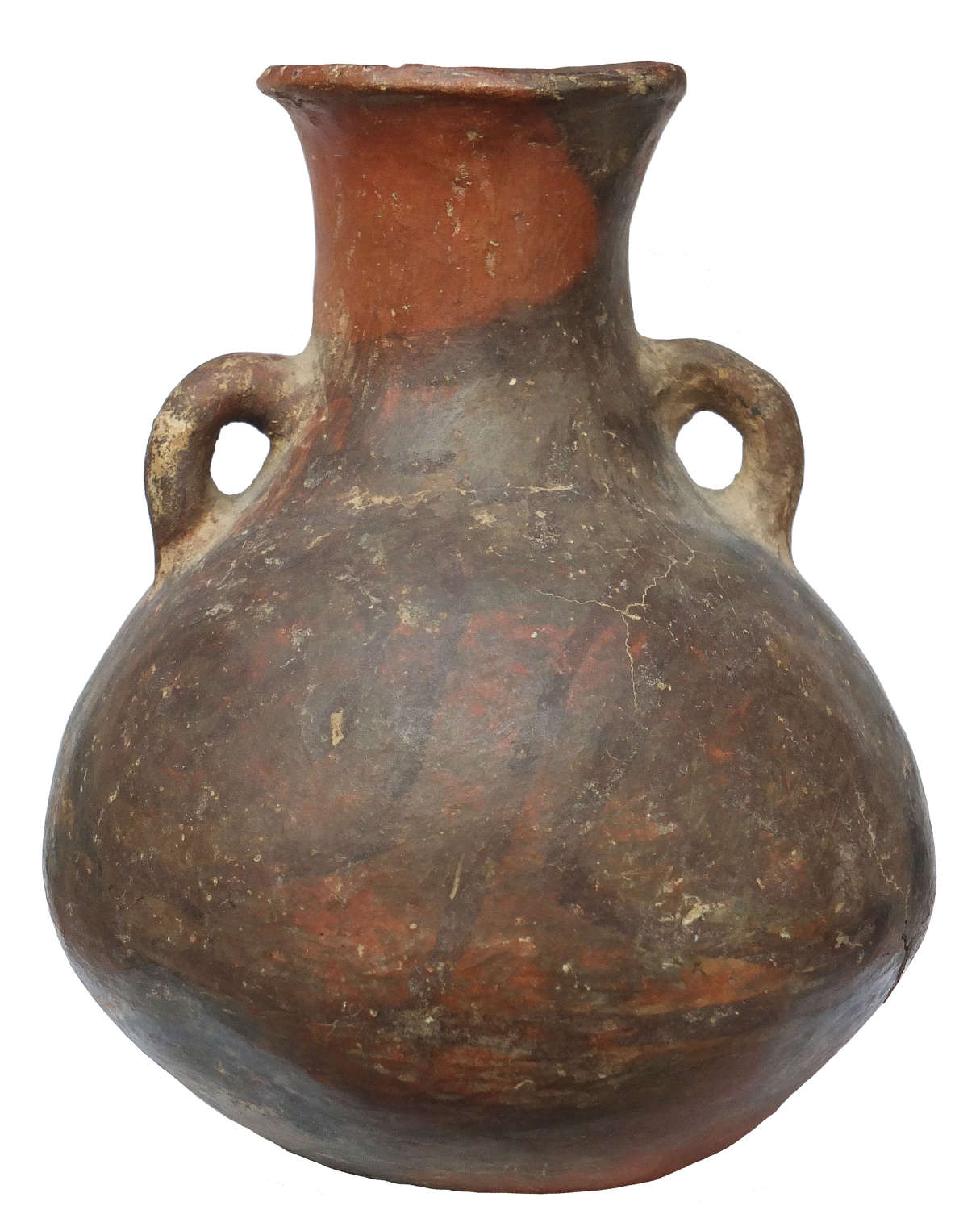 A Bolivian twin-handled pottery amphora in debased Tiahuanaco style