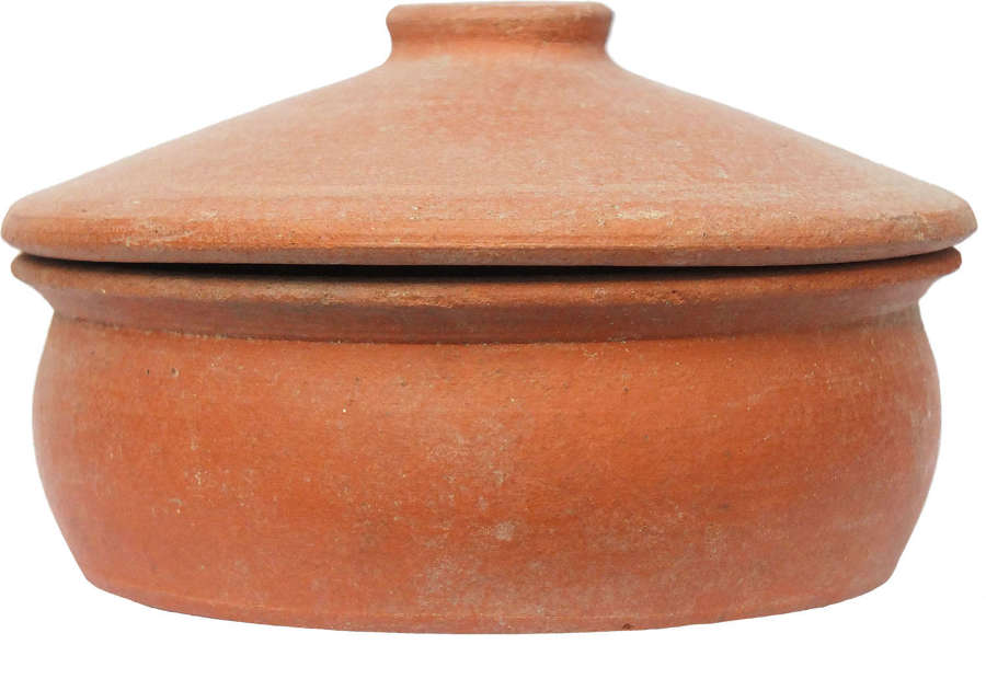 A Roman North African red ware lidded pyxis, c. 3rd-4th Century A.D.