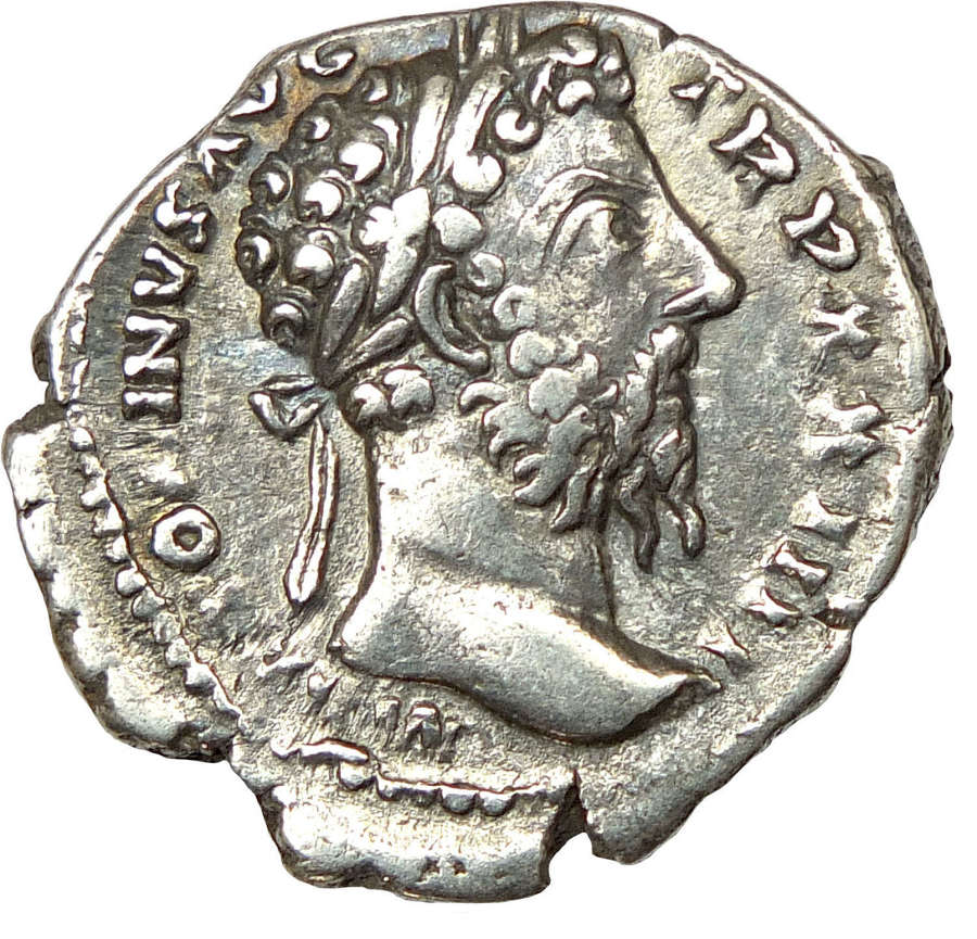 A silver denarius of Marcus Aurelius (161 - 180 A.D.)