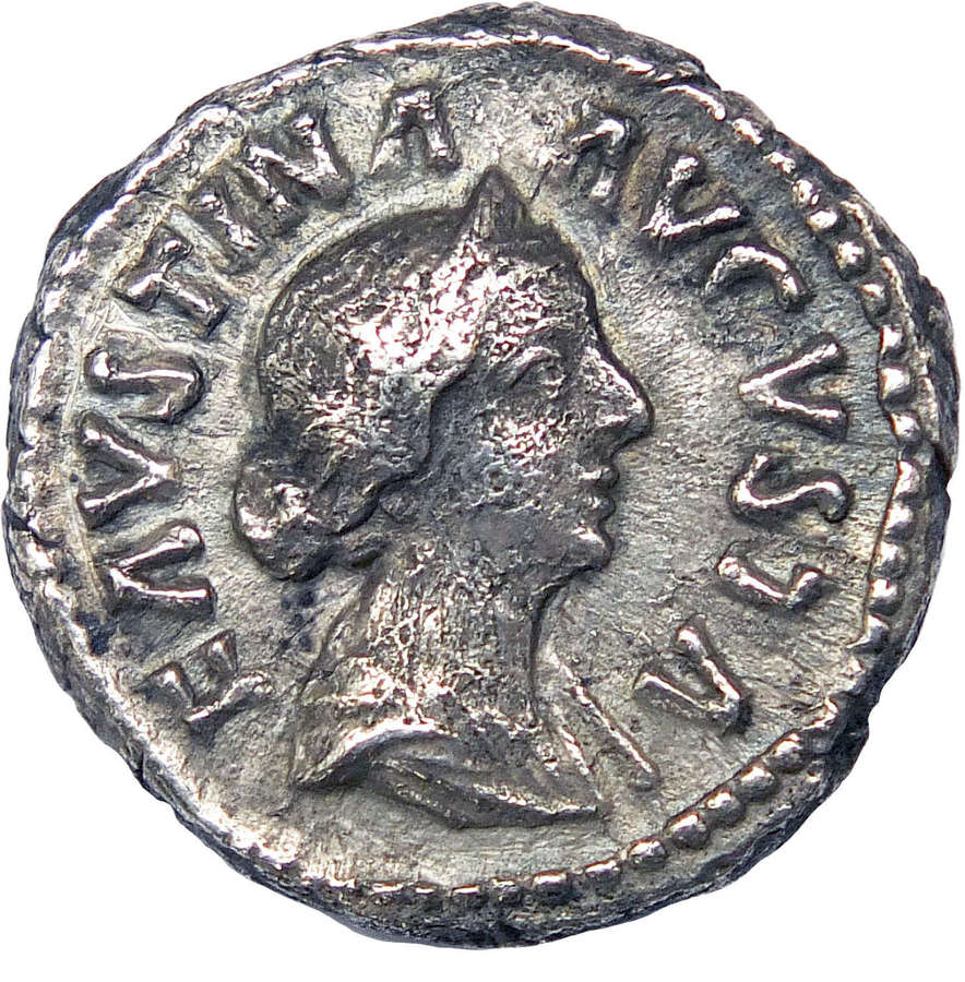 A silver denarius of Faustina Junior, 161-175 A.D.