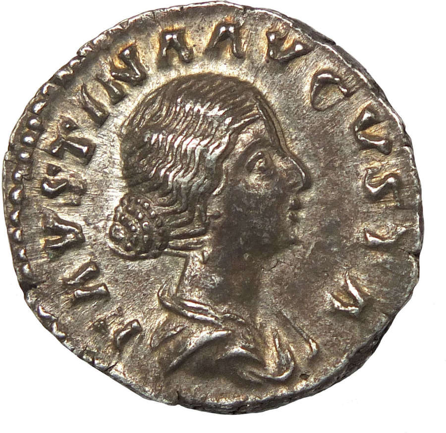 A silver denarius of Faustina Junior, 161-175 A.D.